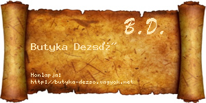 Butyka Dezső névjegykártya